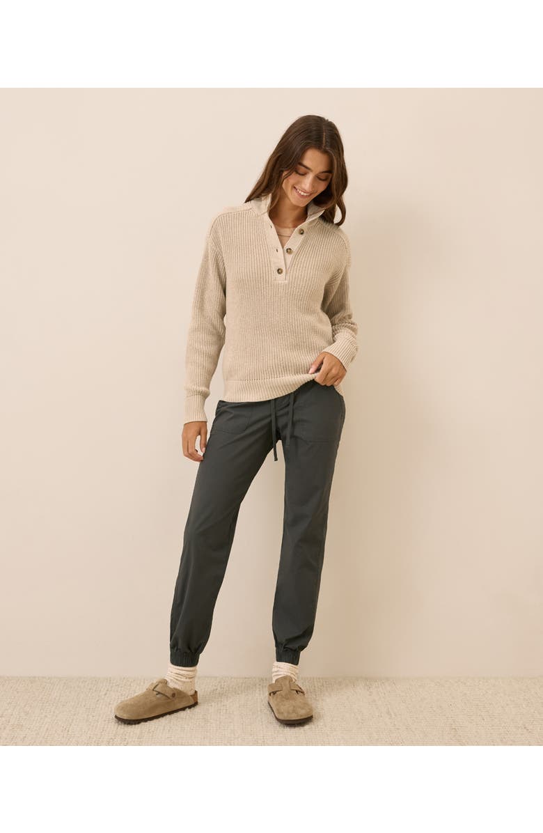 Pact Luxe Knit Henley Sweater, Alternate, color, Flax Heather