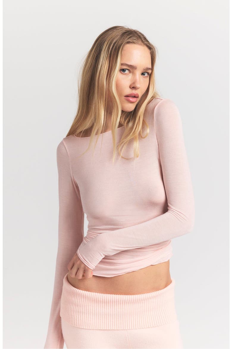 Sheer Modal Blend Long Sleeve Boat Neck Top, Alternate, color, PRIMROSE