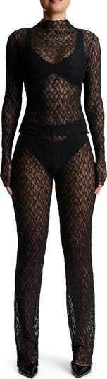 Mock Neck Lace Top