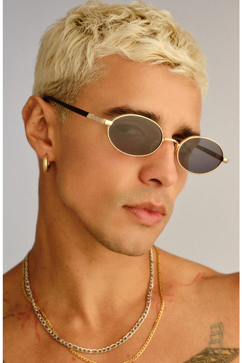 55mm Icicle Oval Sunglasses, Alternate, color, BRIGHT GOLD / SMOKE MONO