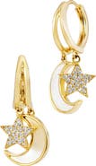 SAVVY CIE JEWELS Celestial Mother of Pearl Huggie Hoop Earrings