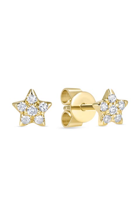 Diamond Star Stud Earrings