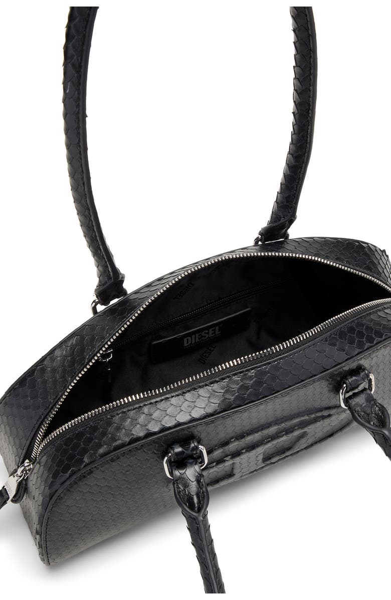 DIESEL<sup>®</sup> 1DR Dome-Elongated Snakeskin Embossed Leather Shoulder Bag, Alternate, color, Black
