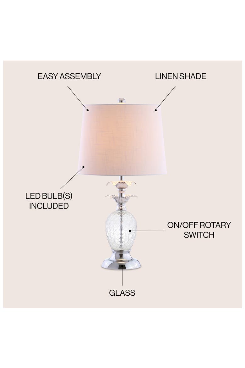 Jane 24" Glass LED Table Lamp, Clear/Chrome, Alternate, color, Clear/Chrome