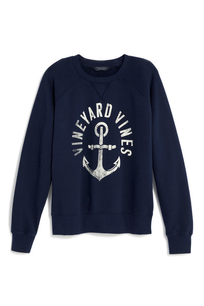 Cotton Graphic Sweatshirt, Main, color, NAUTICAL NAVY