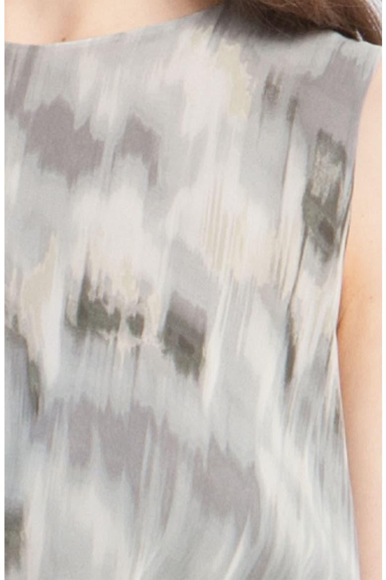 Pleated Ikat Print Dress, Alternate, color, PEBBLE COMBO