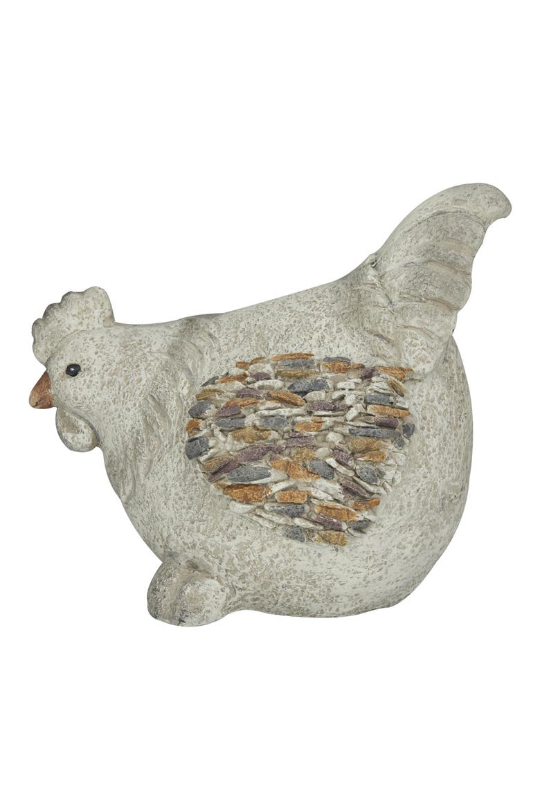 Farmhouse Polystone Chicken Garden Statue, Main, color, GRAY