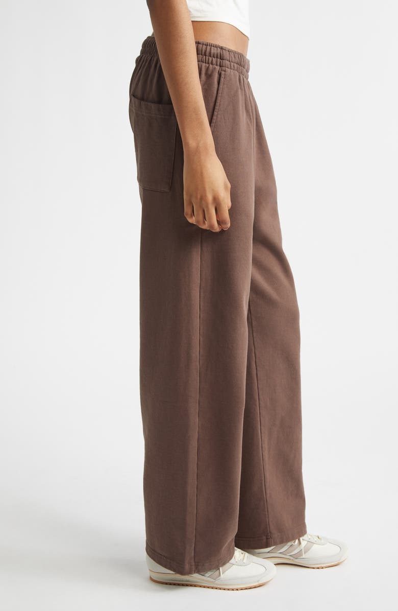 Sporty & Rich NY Crest Embroidered Wide Leg Sweatpants, Alternate, color, Chocolate