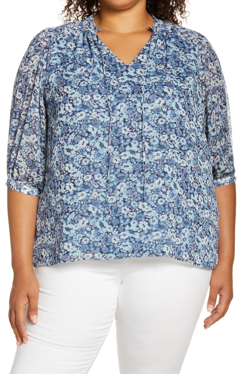 Vince Camuto Garden Floral Peasant Blouse, Main, color, 