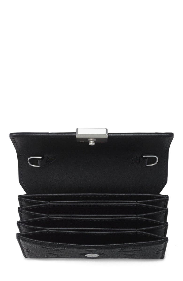 MCM Mini Aren Chain Wallet in Embossed Monogram Leather, Alternate, color, Black