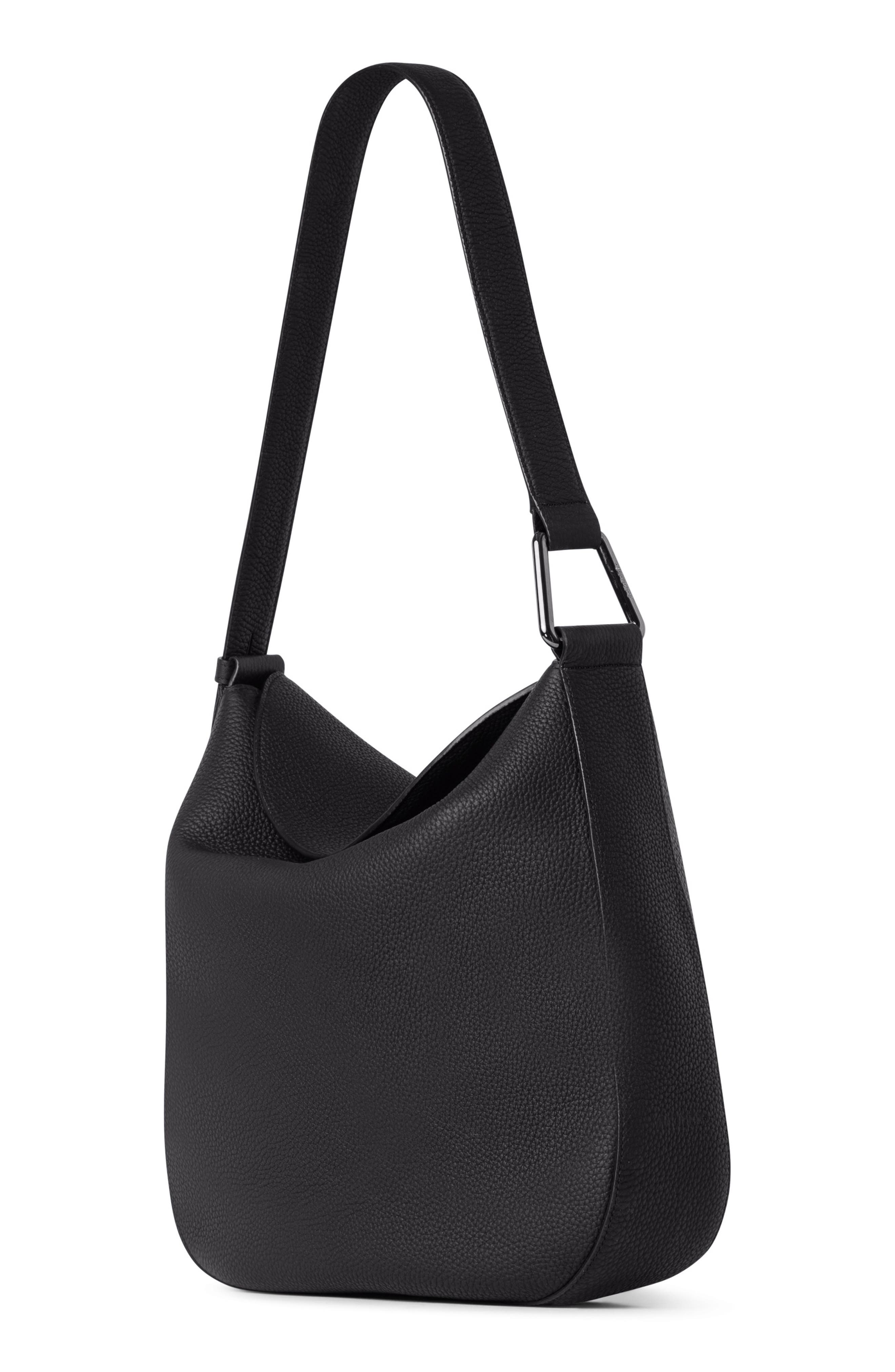 Akris Medium Anna Leather Hobo Bag, Alternate, color, 009 Black