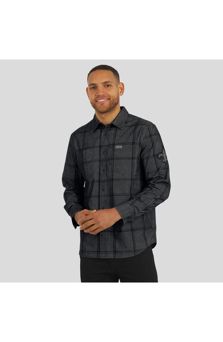 Darius Rucker Collection by Fanatics Men's Darius Rucker Collection by Fanatics Black New Orleans Saints Micro Corduroy Plaid Button Up Shirt, Alternate, color, Black