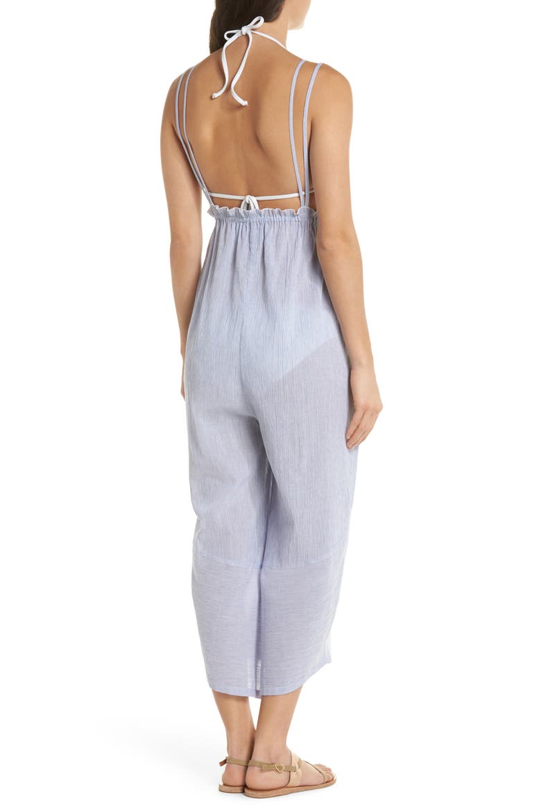 Florentina Jumpsuit Cover-Up, Alternate, color, BLUE/ WHITE