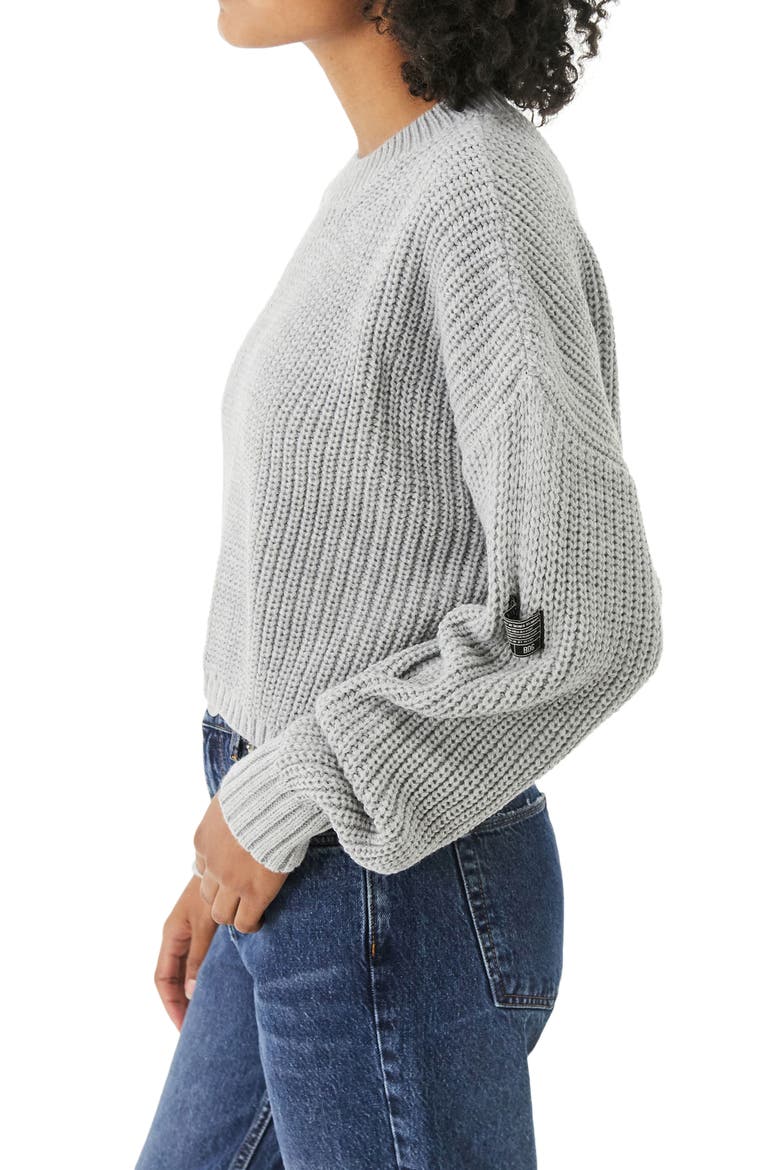 Shaker Stitch Crop Sweater, Alternate, color, GREY