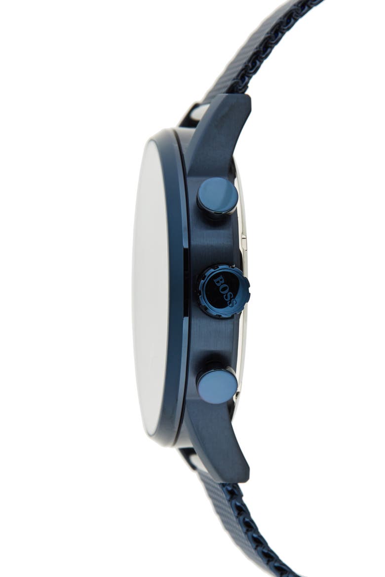 Navigator Chronograph Mesh Strap Watch, 44mm, Alternate, color, NAVY/ NAVY