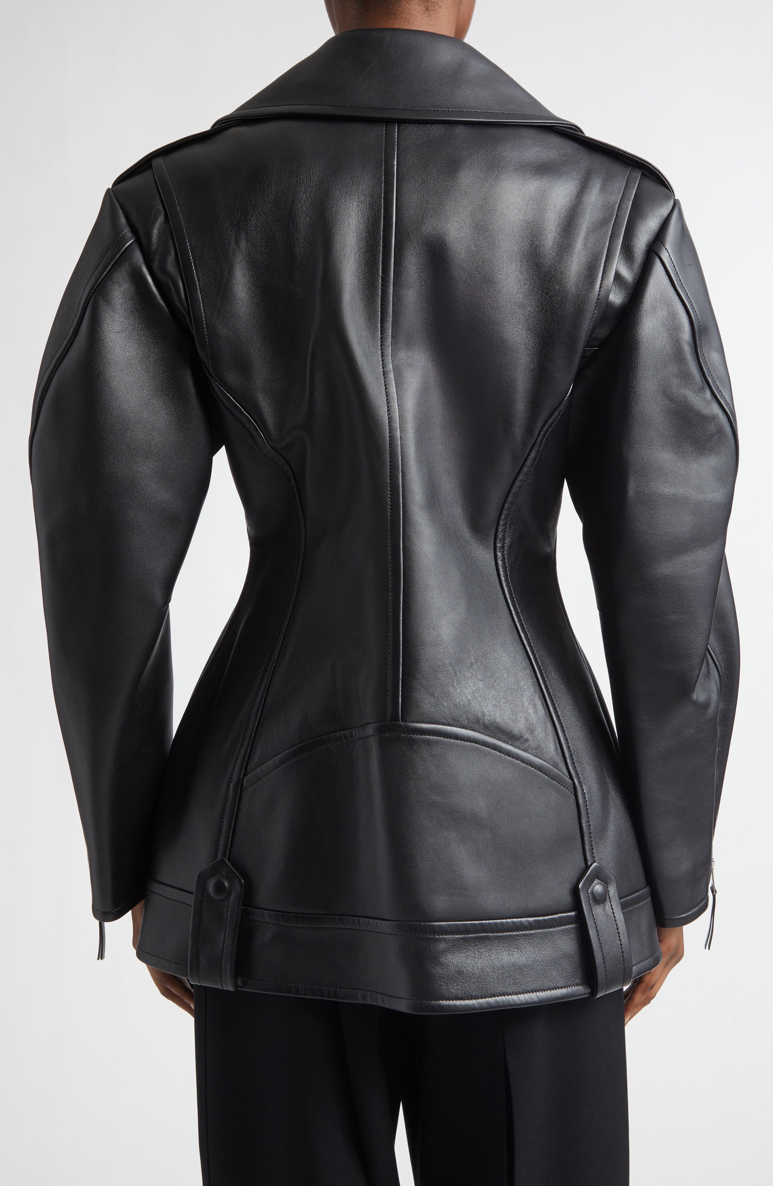 Cocoon Crop Leather Biker Jacket - image 2
