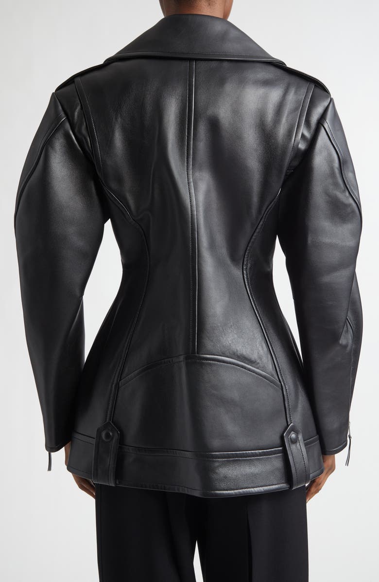 Givenchy Cocoon Crop Leather Biker Jacket, Alternate, color, Black