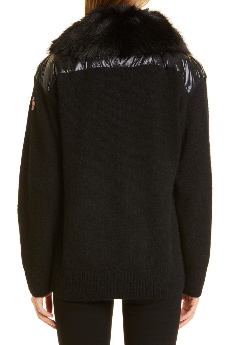750 Fill Power Down & Alpaca Blend Cardigan, Alternate, color, BLACK