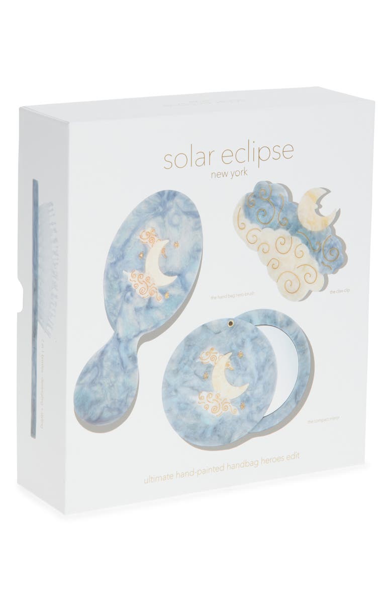 Solar Eclipse Celestial Moon Brush, Jaw Clip & Mirror Set, Alternate, color, Light Pastel Blue
