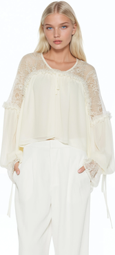 Alexia Admor Indigo Lace Cotton Blouse