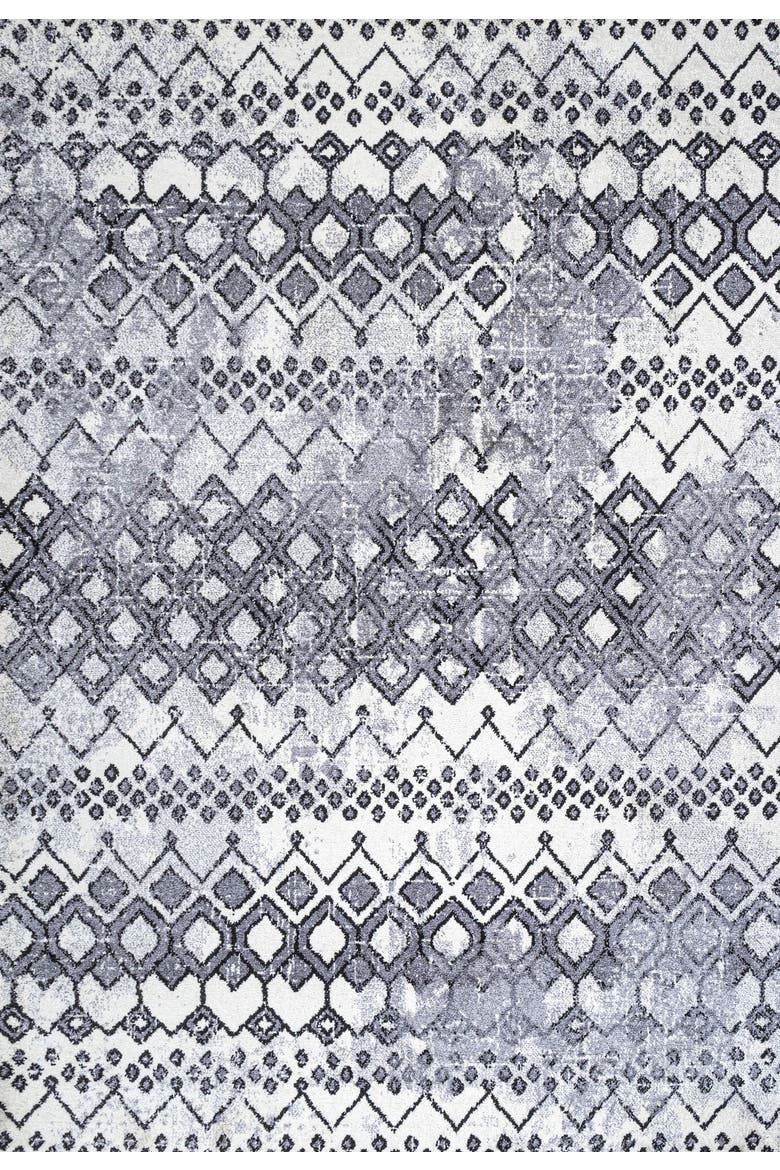 Azmar Moroccan Geometric Distressed Area Rug, Main, color, Ivory/Black