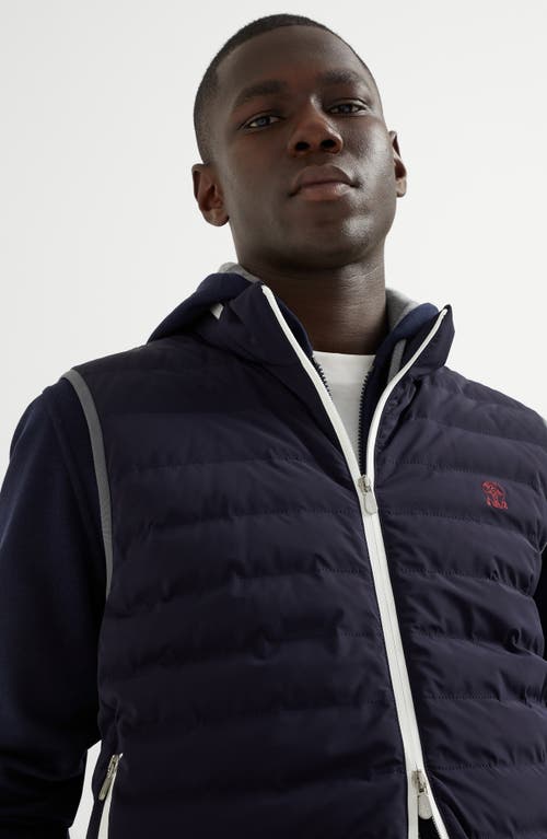 Brunello Cucinelli Nylon Down Vest In Navy Blue