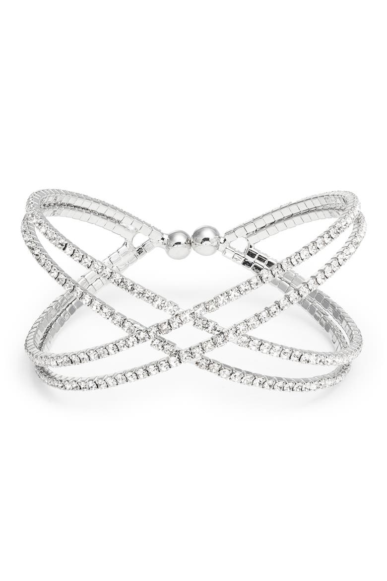 Crisscross Crystal Bracelet, Main, color, CRYSTAL