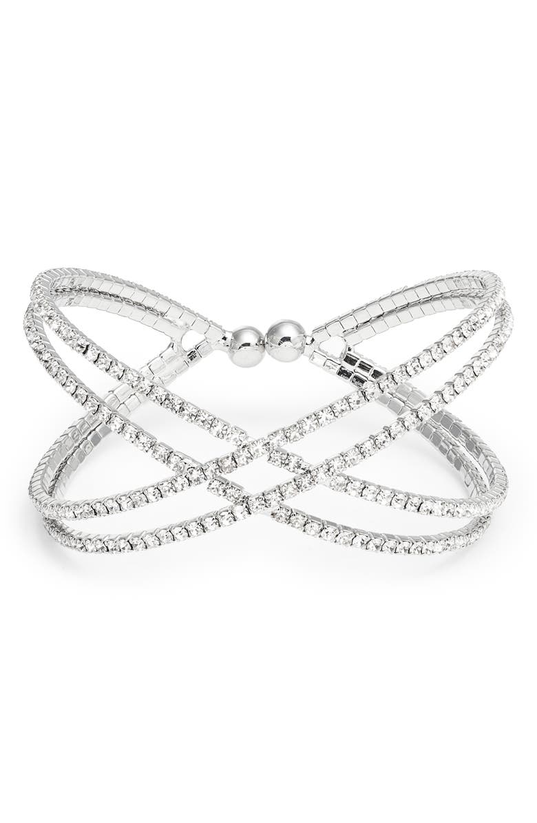 CRISTABELLE Crisscross Crystal Bracelet, Main, color, 