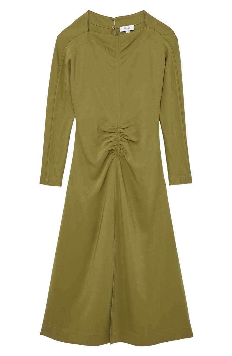 Reiss Adriana Ruched Long Sleeve Maxi Dress, Alternate, color, Chartreuse Green