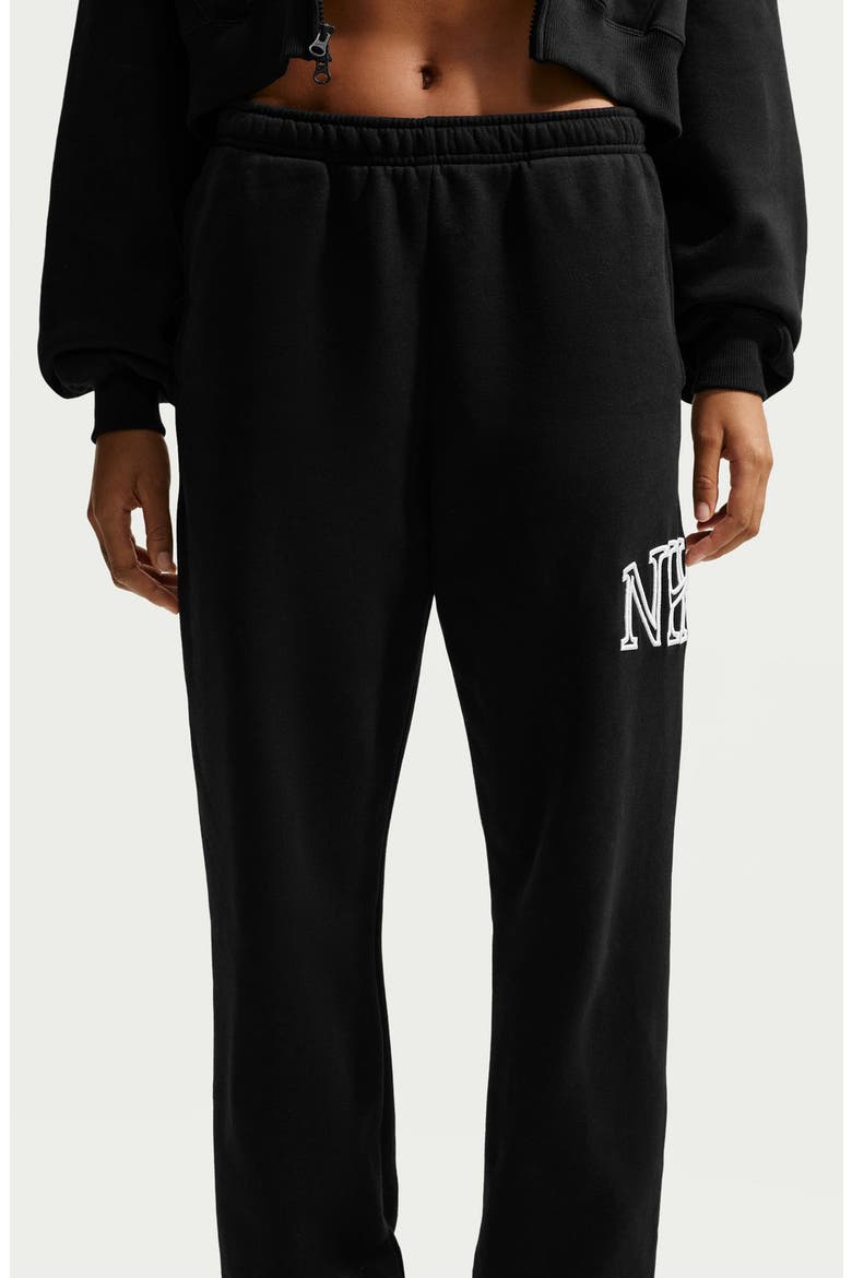 Sportswear Studio Oversized Fleece Sweatpants, Alternate, color, TOTAL BLACK/ WHITE