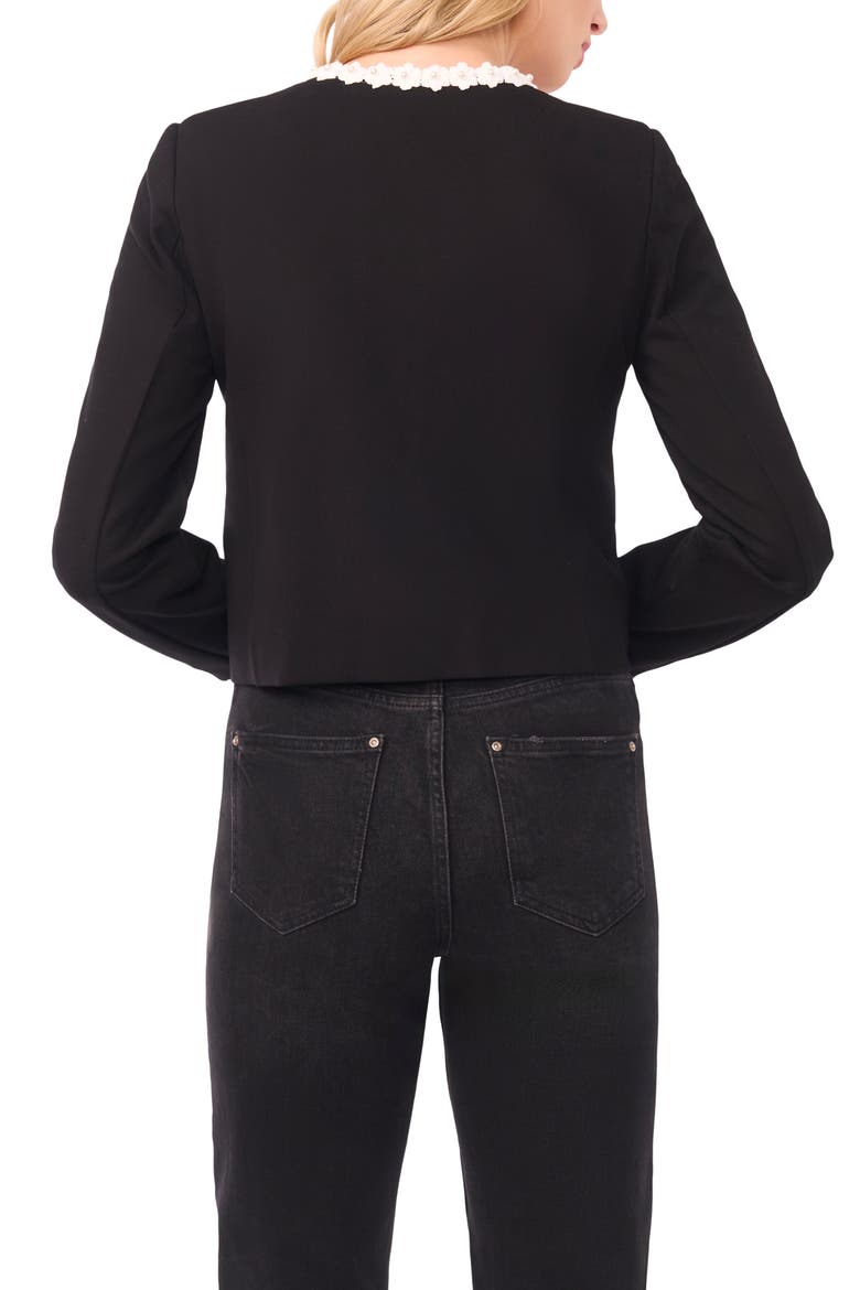 Faux Pearl Floral Trim Jacket, Alternate, color, RICH BLACK