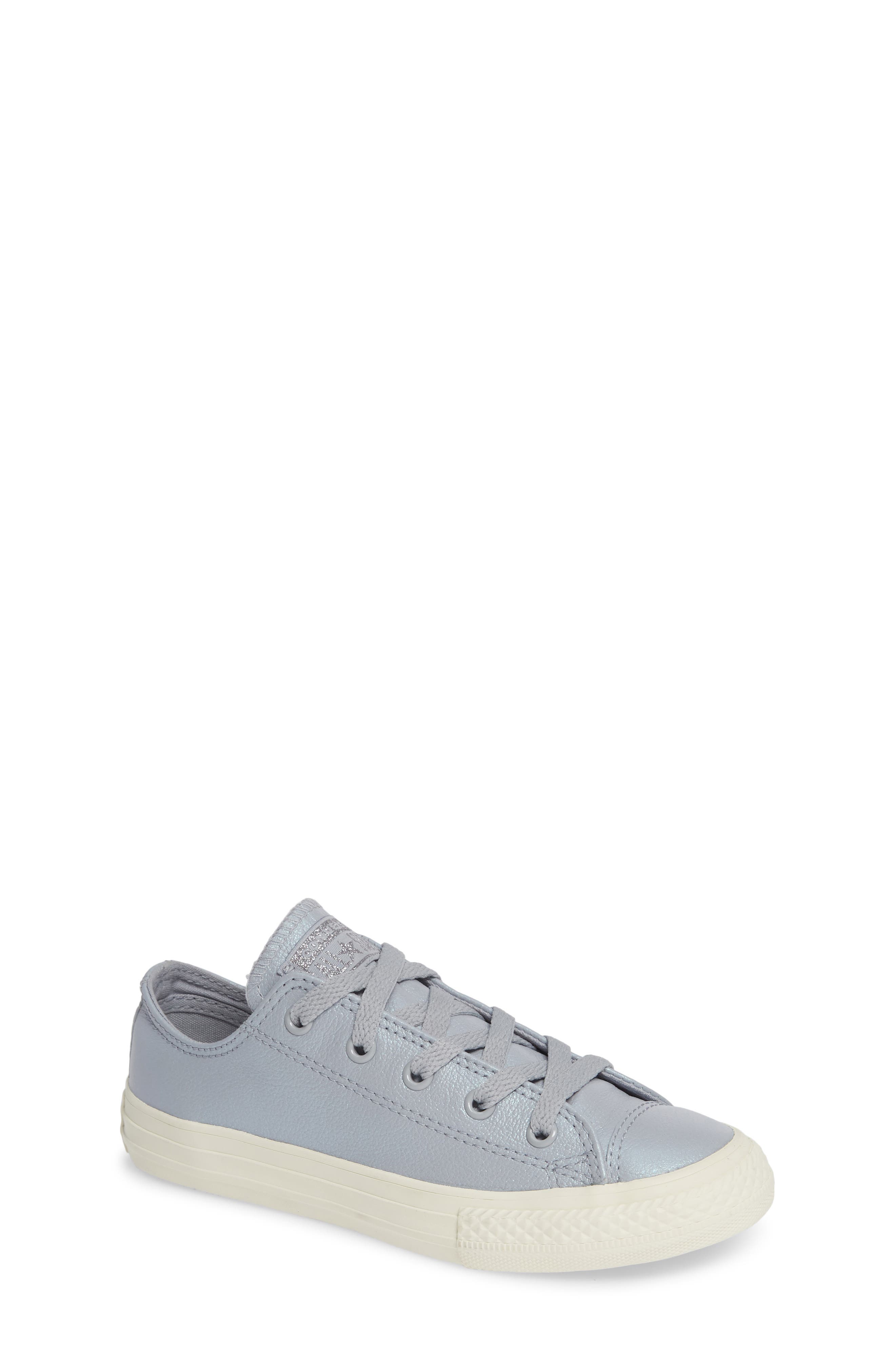 Chuck Taylor® All Star® Metallic Faux Leather Ox Sneaker, Main, color, WOLF GREY