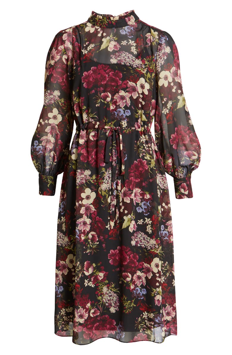 Julia Jordan Floral Long Sleeve A-Line Dress, Alternate, color,