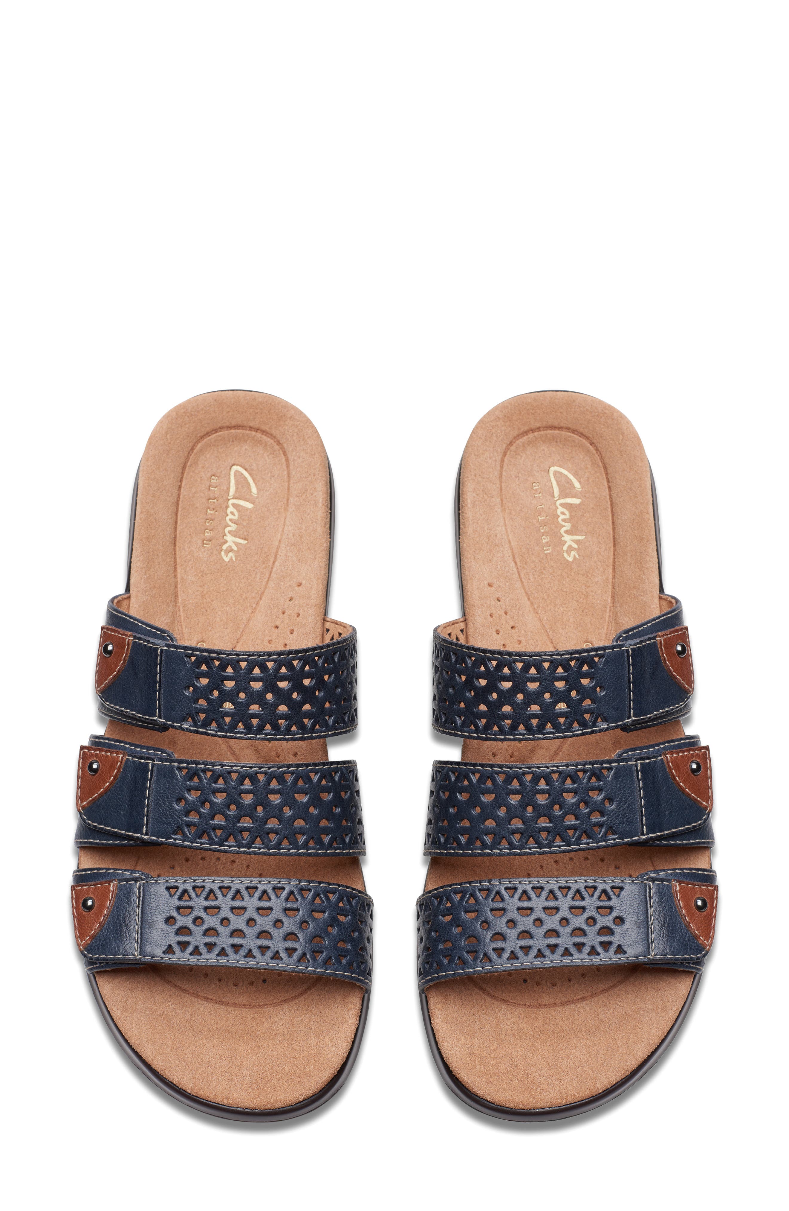 Clarks<sup>®</sup> Kitly Walk Slide Sandal, Alternate, color, Navy Leather