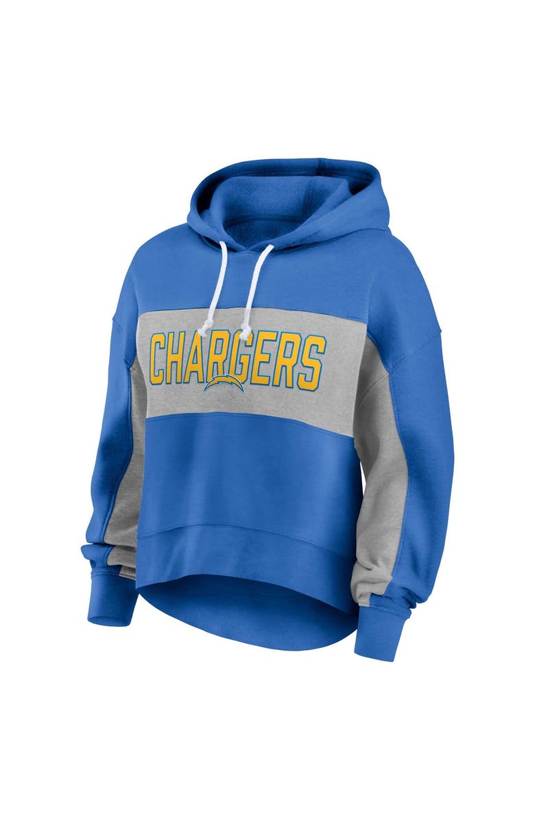 FANATICS Women's Fanatics Branded  Powder Blue Los Angeles Chargers Filled Stat Sheet Lighweight Modest Crop Hoodie, Alternate, color, 