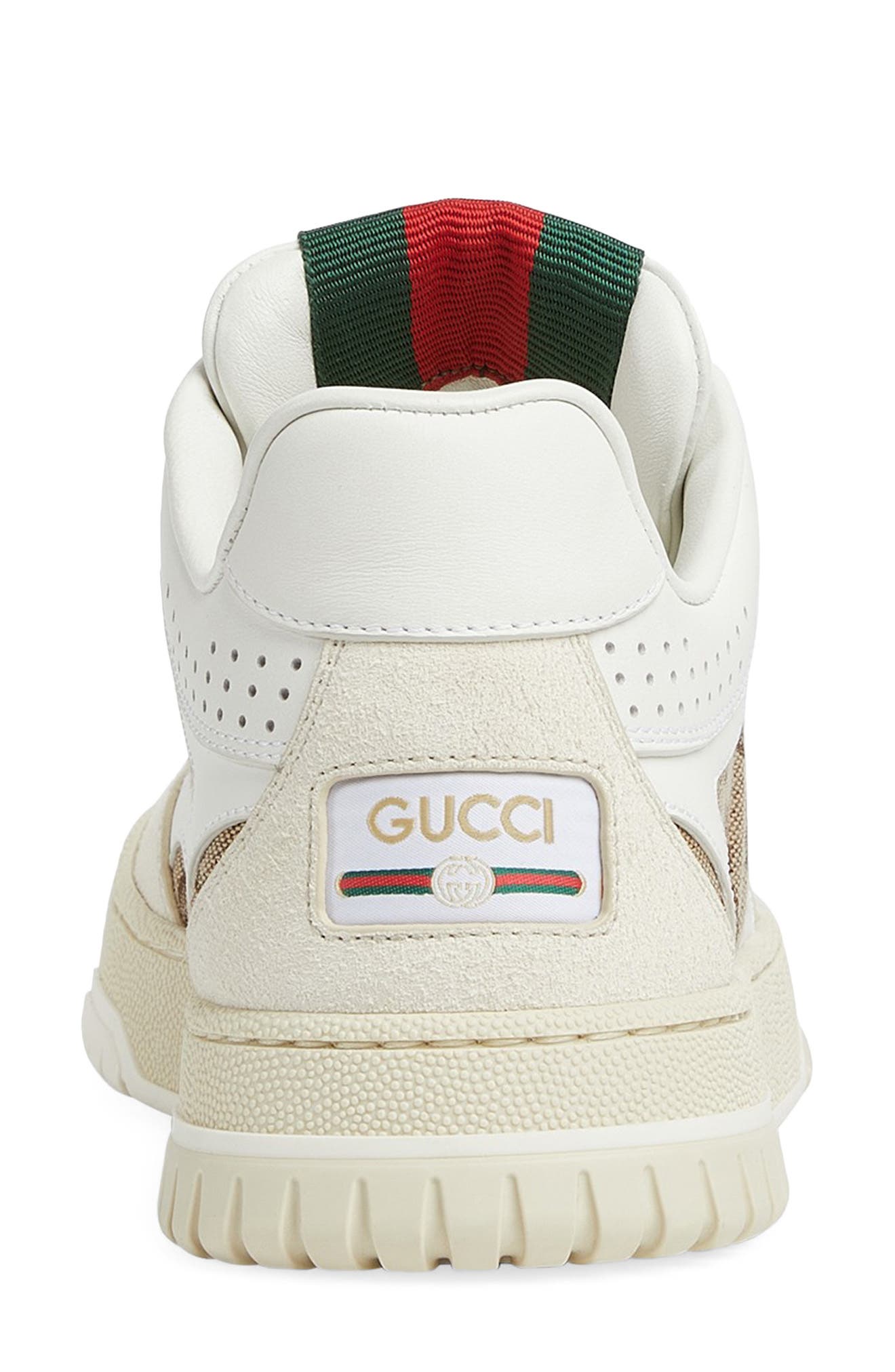 Gucci Re-Web Mixed Media Low Top Sneaker, Alternate, color, Ivory/ Beige