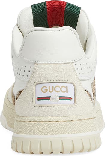 スニーカー GUCCI GUCCI RE-WEB SNEAKERS IN A MIX OF MATERIALS Women's Gucci Re-Web sneaker in white leather | GUCCI® US