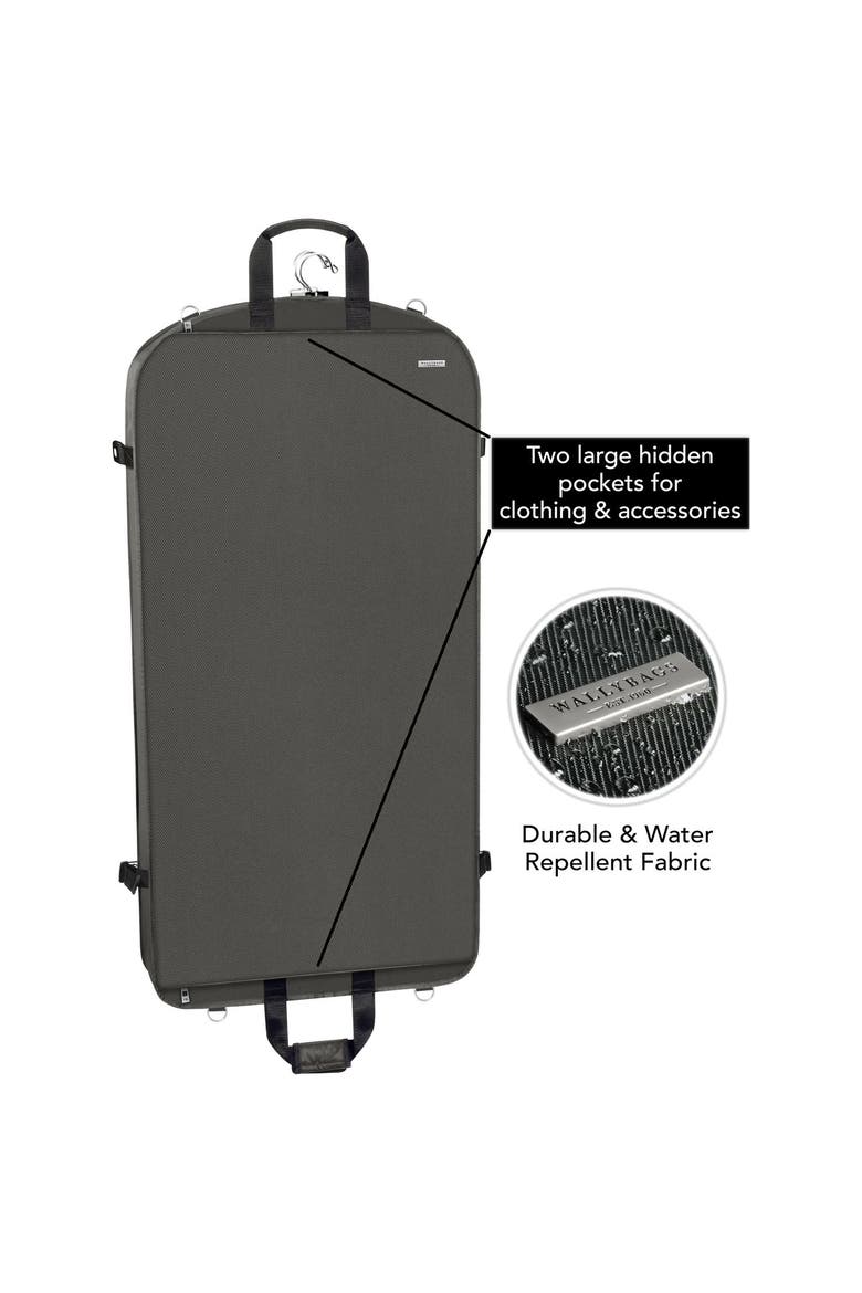 42" Premium Travel Garment Bag with shoulder strap and two large pockets, Alternate, color, Grey
