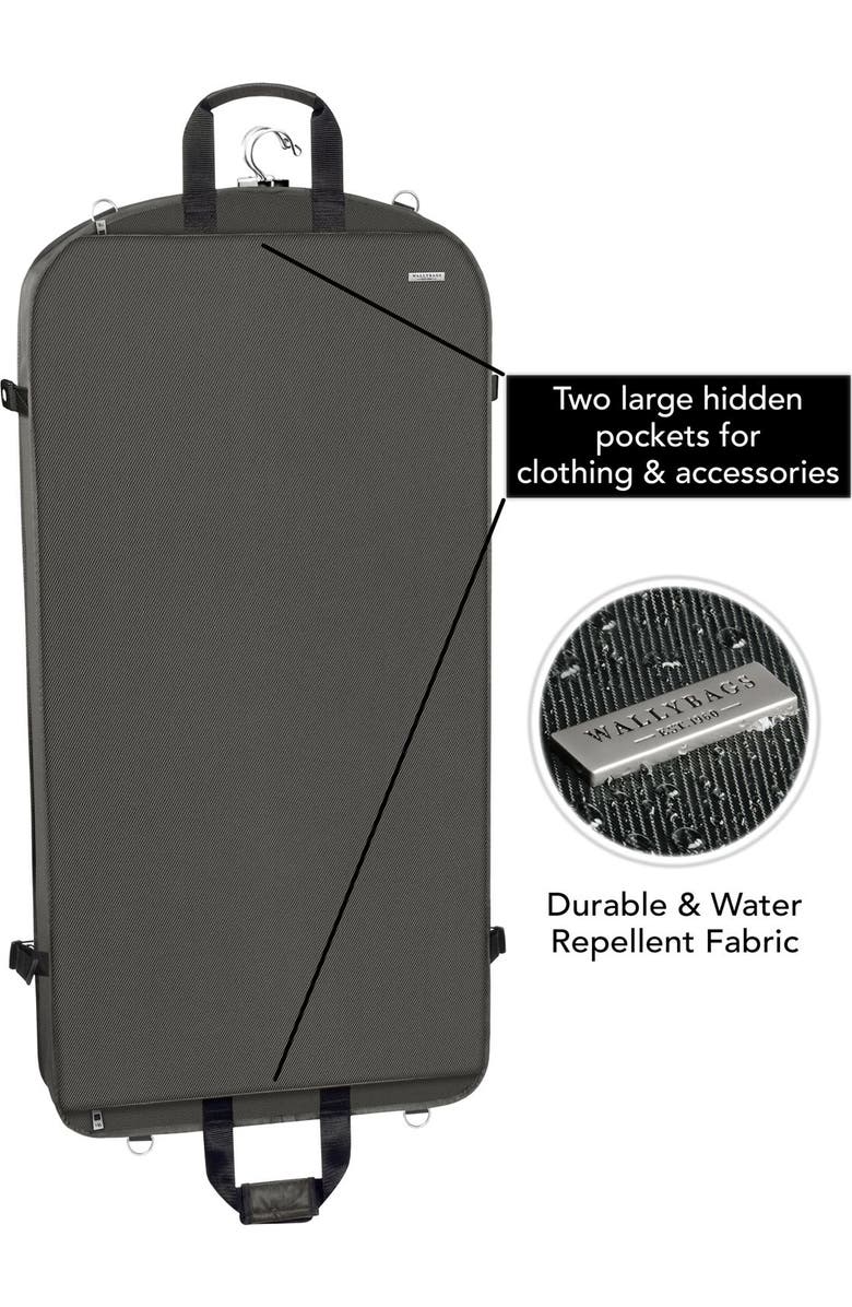 Wallybags 42" Premium Travel Garment Bag With Shoulder Strap, Red, Alternate, color, Grey