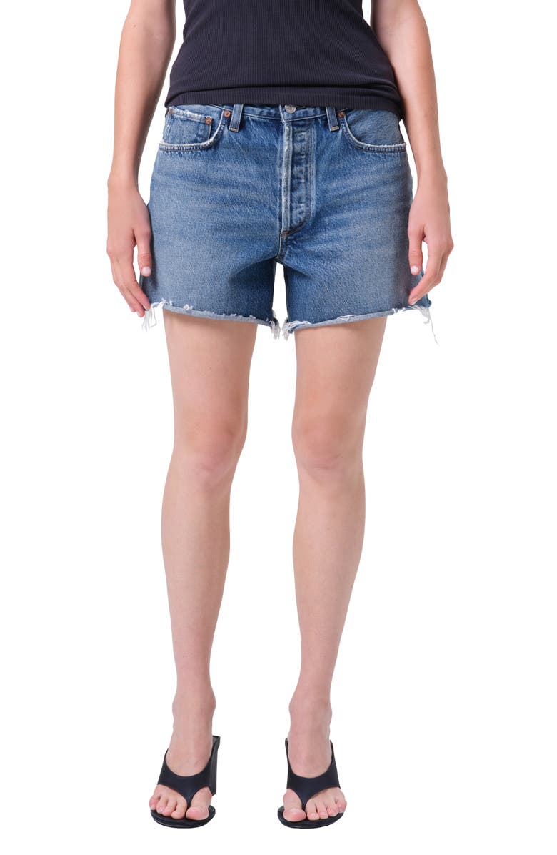 AGOLDE Nye Denim Cutoff Shorts, Main, color, Bounty Med Classic Wash Indigo