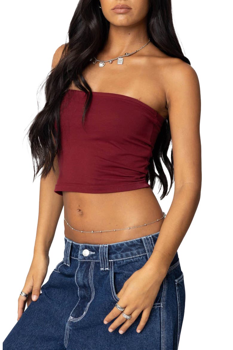 Basic Crop Tube Top, Alternate, color, BURGUNDY