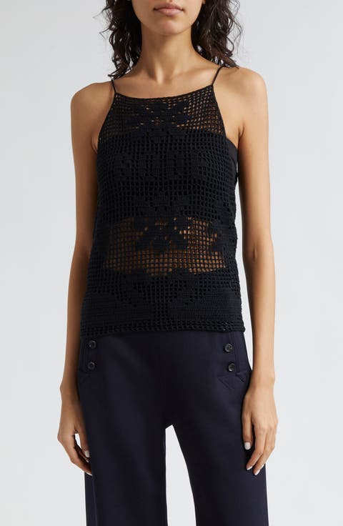 Mansfield Logo Cotton & Linen Crochet Camisole