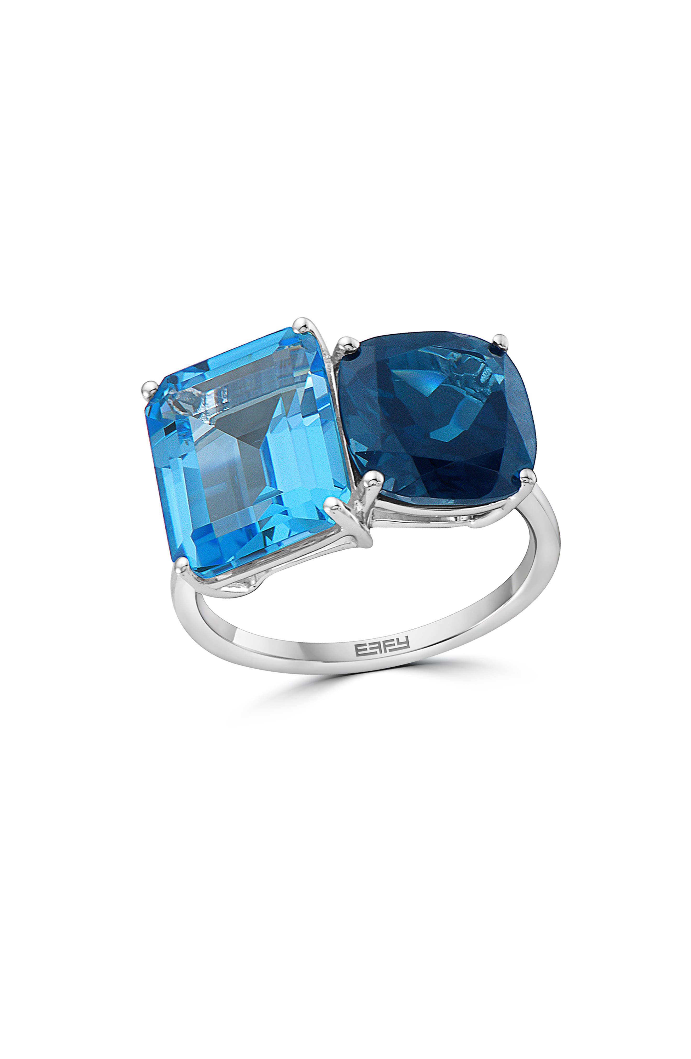 EFFY 14K White Gold Blue Topaz & London Blue Topaz Ring (Women ...