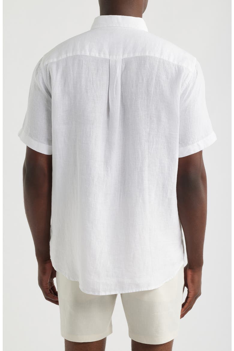 Surfside Solid Short Sleeve Linen Button-Down Shirt, Alternate, color, LINEN WHITE CAP