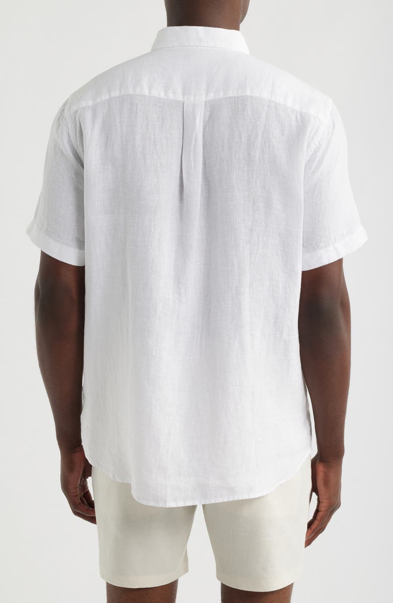 vineyard vines Surfside Solid Short Sleeve Linen Button-Down Shirt, Alternate, color, Linen White Cap