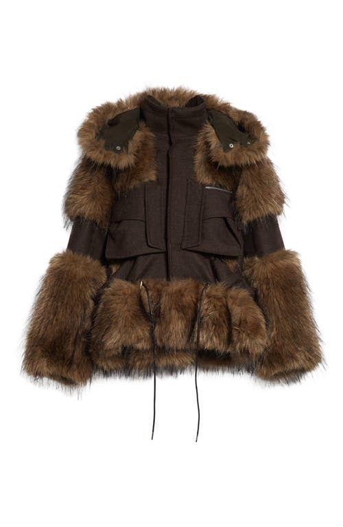 Sacai Wool Blouson In Brown
