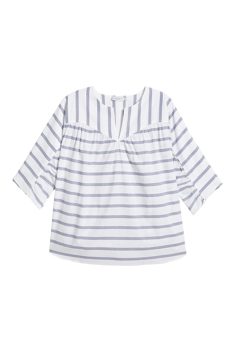 Elexis Stripe Tunic Top, Alternate, color, WHITE NAVY STRIPES