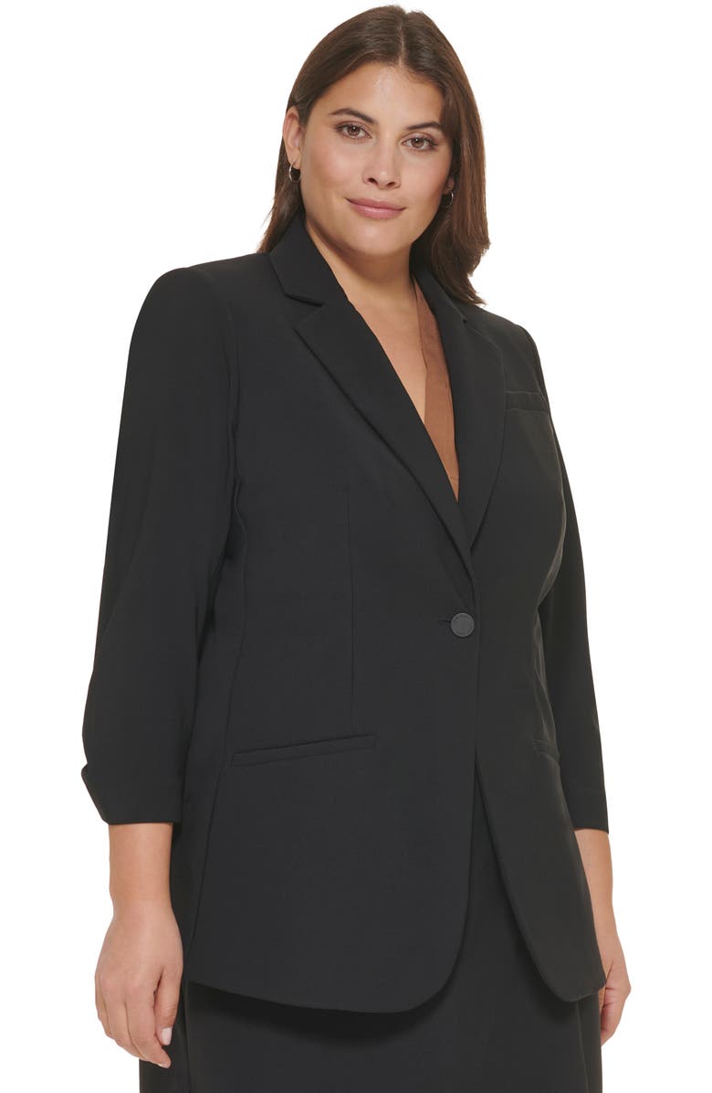 Calvin Klein Three-Quarter Sleeve Sport Coat, Alternate, color, Black