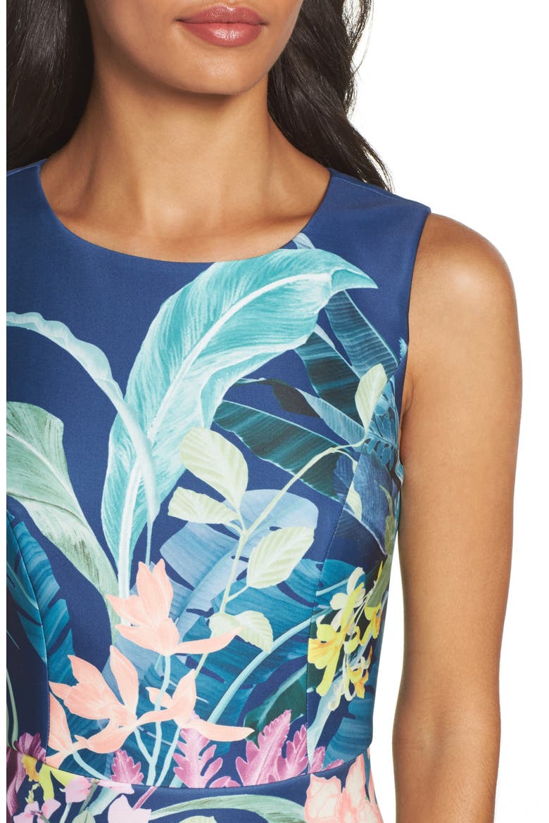 Scuba Fit & Flare Dress, Alternate, color, NAVY MULTI