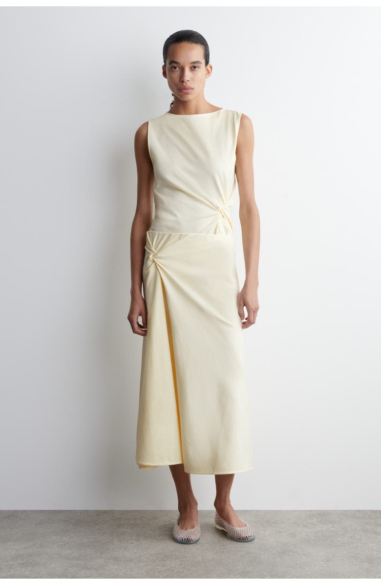 COS Twist-Detail Midi Skirt, Main, color, Butter Yellow